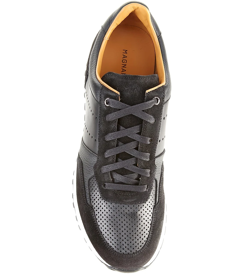 Magnanni Men's Cairo Perforated Leather and Suede Sneakers