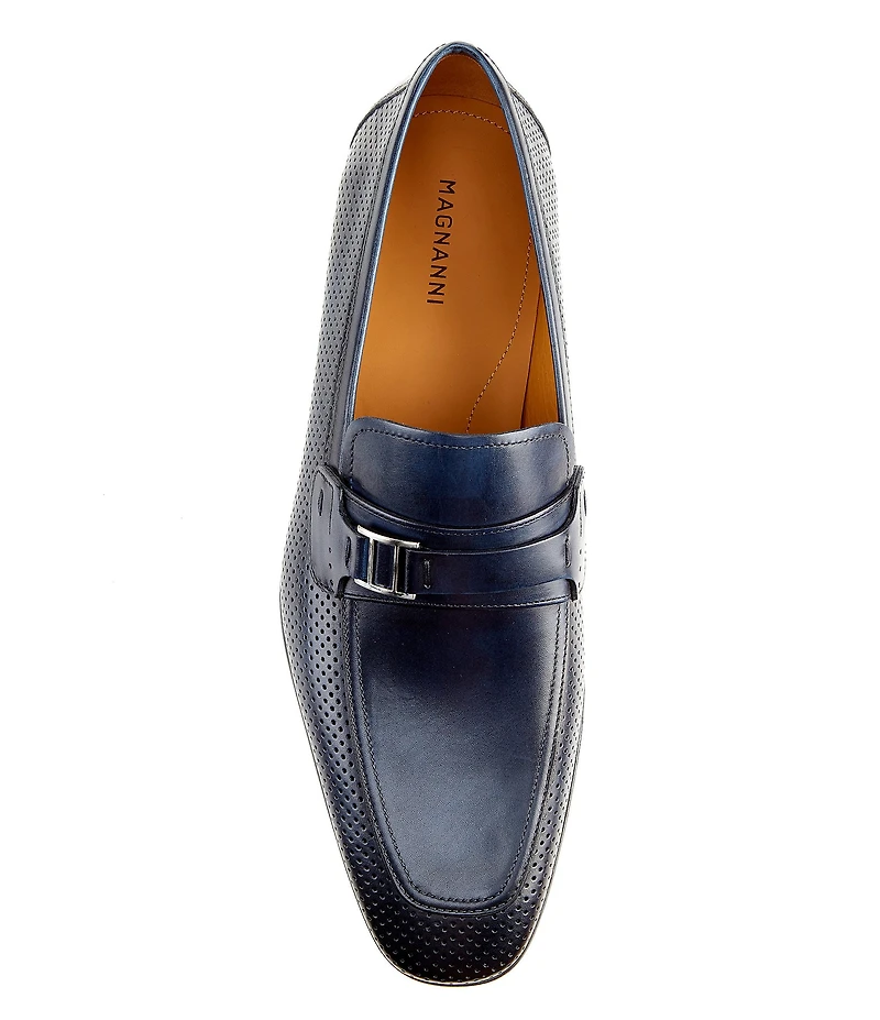 Magnanni Men's Salas Bit Buckle Leather Loafers