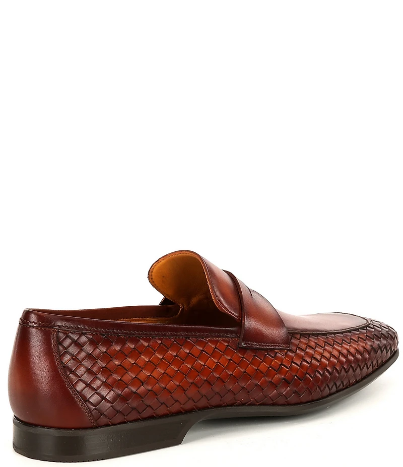 Magnanni Men's Shayne Leather Woven Penny Loafers