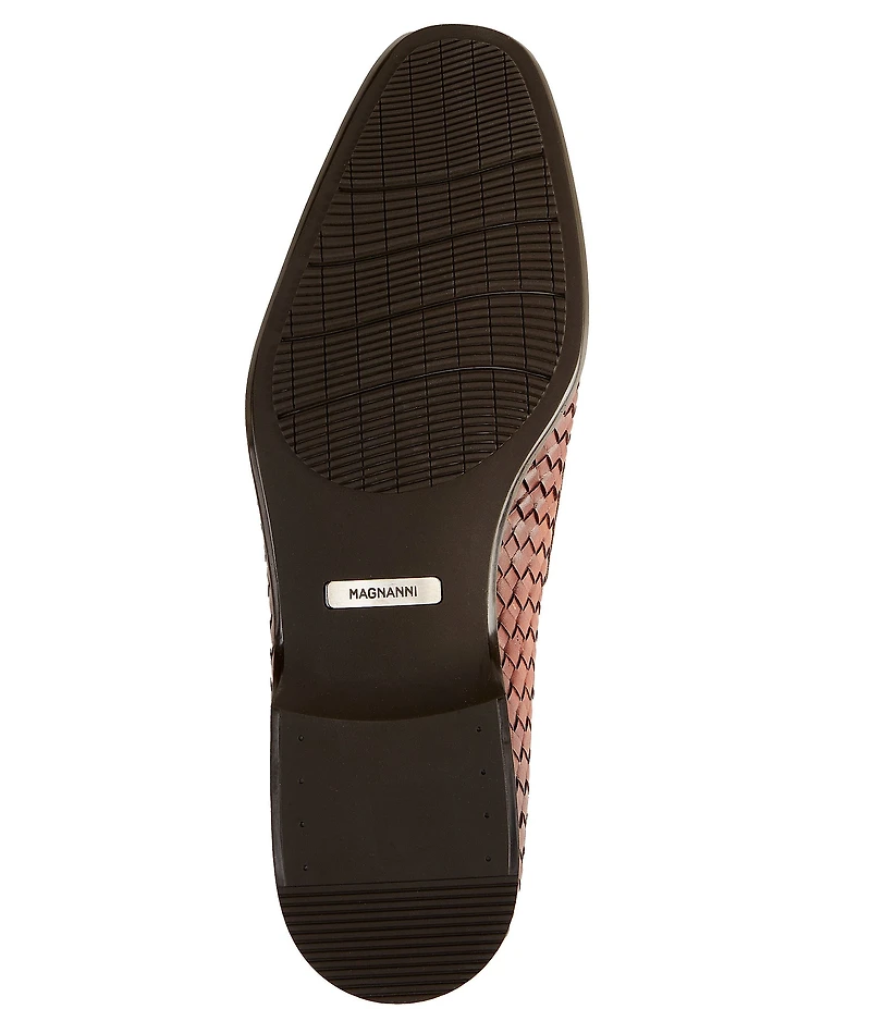 Magnanni Men's Shayne Leather Woven Penny Loafers