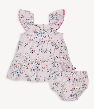 Magnetic Me Baby Girls Emily Floral Flutter Sleeve Poplin Dress