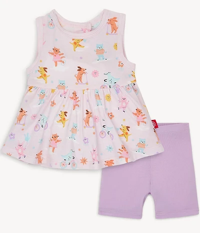 Magnetic Me® Baby Girls Sleeveless Playground Pals Tank Top & Solid Biker Shorts Set