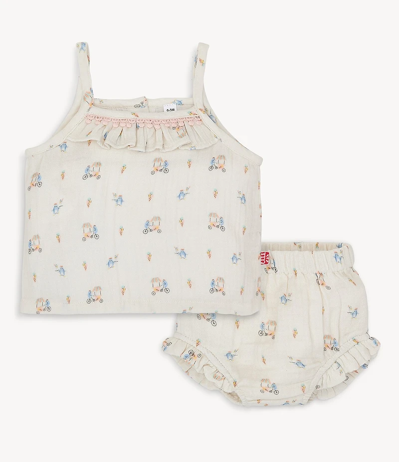 Magnetic Me® Baby Girls Penguin Printed Gauze Tank Top & Bloomer Set