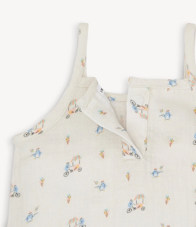 Magnetic Me® Baby Girls Penguin Printed Gauze Tank Top & Bloomer Set