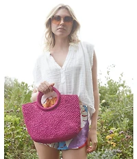 Mar Y Sol Serena Straw Mini Tote Bag