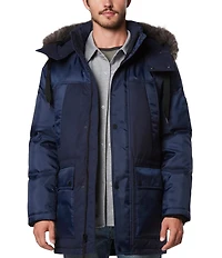 Marc New York Tripp Herringbone And Oxford Fabric Blocking Down Ski Coat
