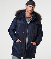 Marc New York Tripp Herringbone And Oxford Fabric Blocking Down Ski Coat