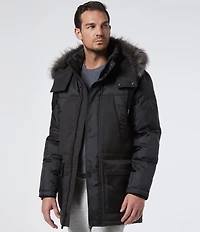 Marc New York Tripp Herringbone And Oxford Fabric Blocking Down Ski Coat