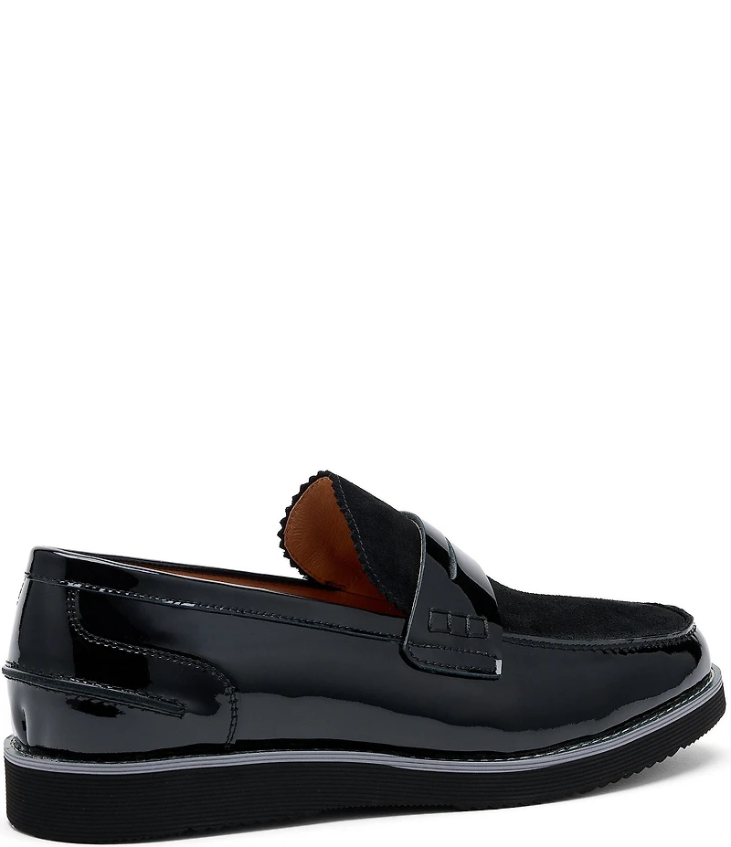 Marc Nolan Men's Abe Patent Leather and Suede Penny Loafers