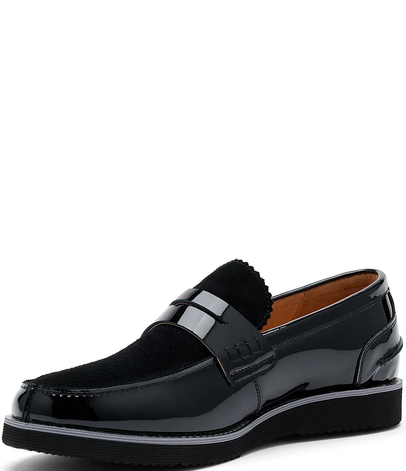 Marc Nolan Men's Abe Patent Leather and Suede Penny Loafers