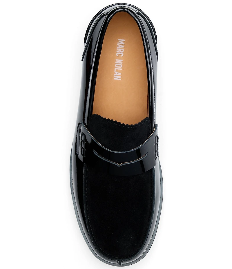 Marc Nolan Men's Abe Patent Leather and Suede Penny Loafers