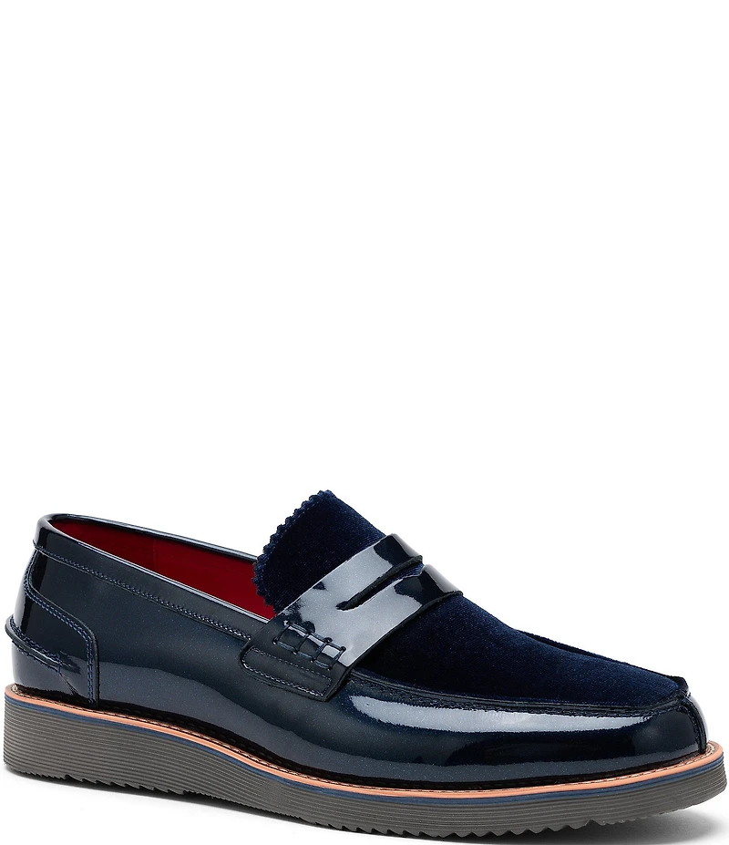 Marc Nolan Men's Abe Patent Leather and Suede Penny Loafers