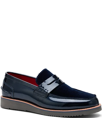 Marc Nolan Men's Abe Patent Leather and Suede Penny Loafers