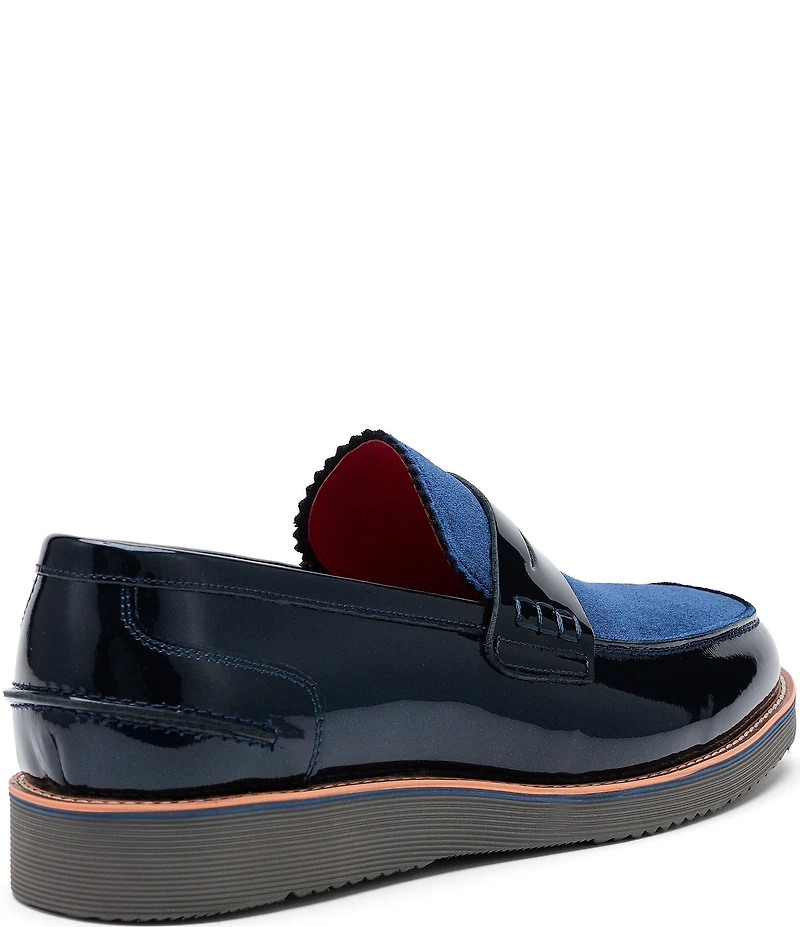 Marc Nolan Men's Abe Patent Leather and Suede Penny Loafers