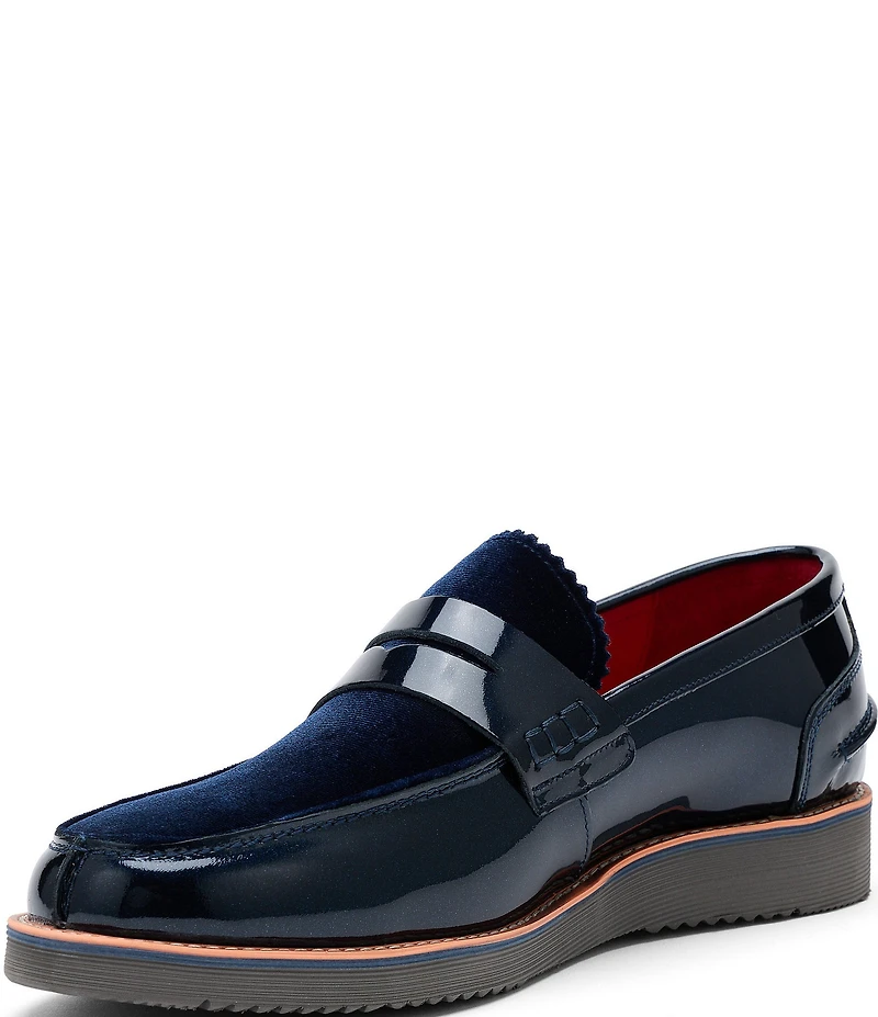 Marc Nolan Men's Abe Patent Leather and Suede Penny Loafers