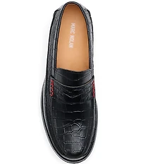 Marc Nolan Men's Adler Croco Embossed Leather Penny Loafers