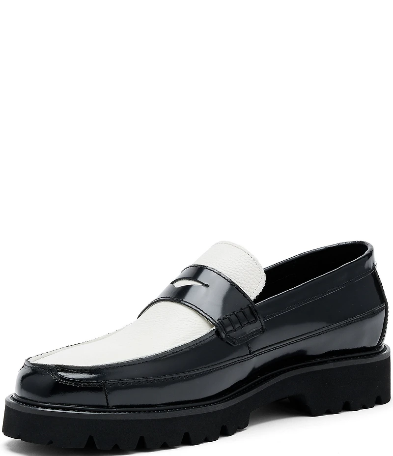Marc Nolan Men's Adler Mixed Leather Lug Penny Loafers