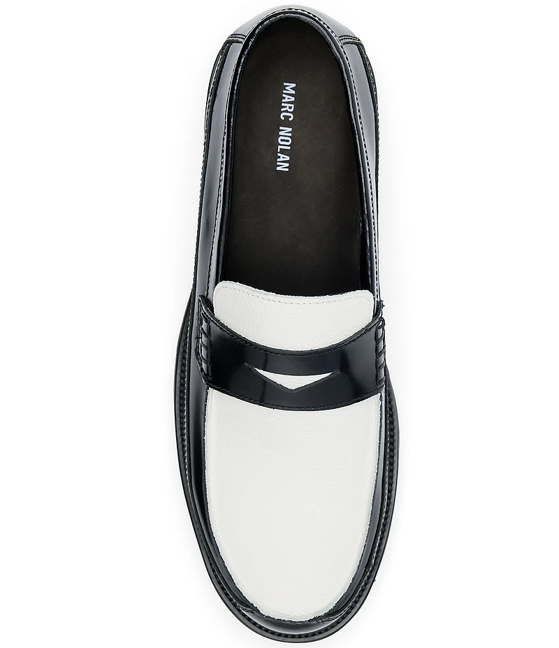Marc Nolan Men's Adler Mixed Leather Lug Penny Loafers