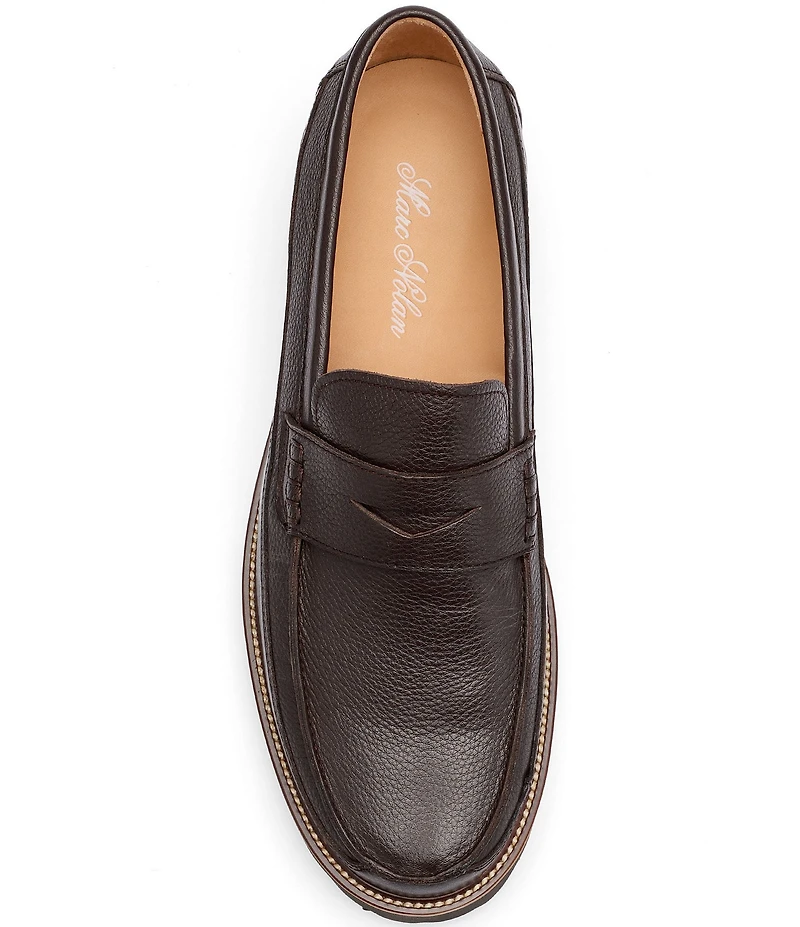 Marc Nolan Men's Adler Pebble Leather Lug Penny Loafers