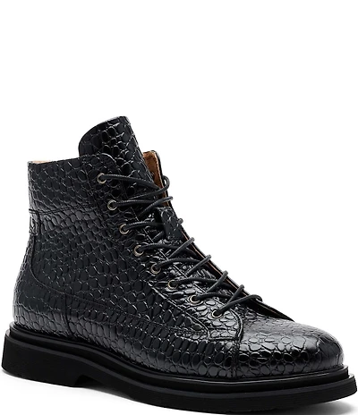 Marc Nolan Men's Aiden Croco Embossed Leather Boots