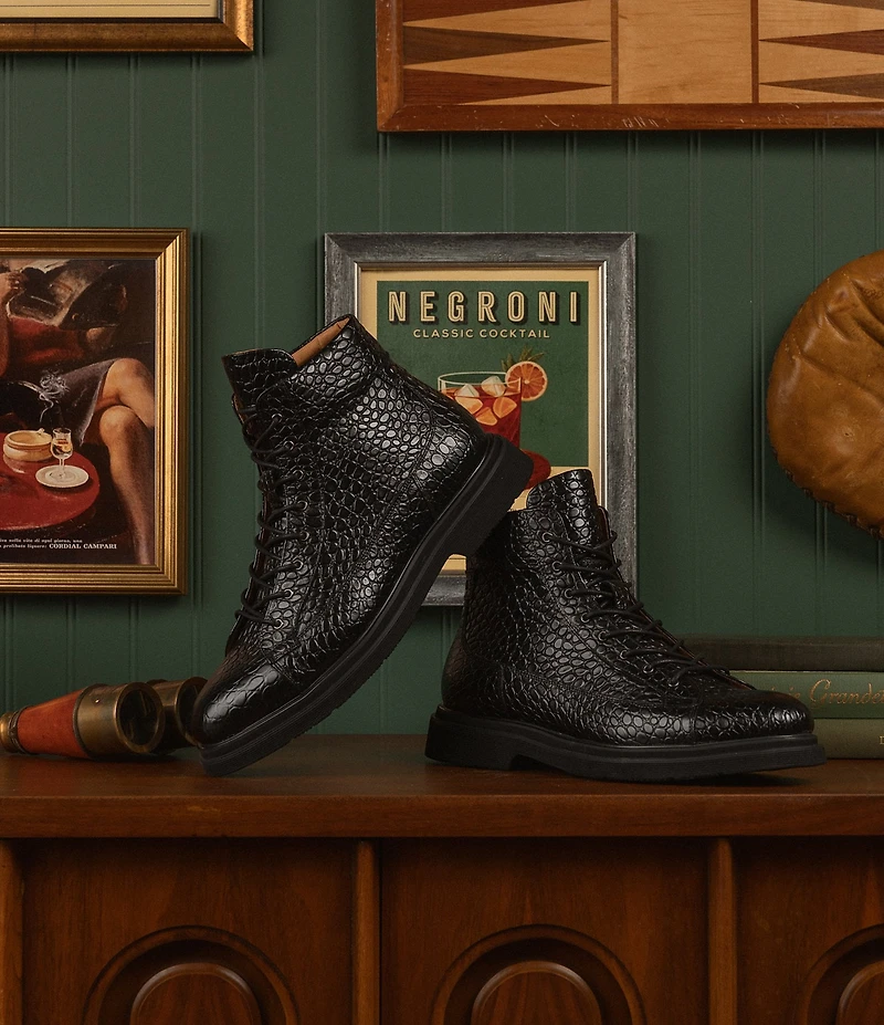 Marc Nolan Men's Aiden Croco Embossed Leather Boots