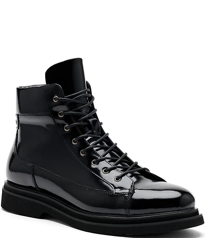 Marc Nolan Men's Aiden Patent Leather Combat Boots