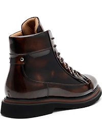 Marc Nolan Men's Aiden Patent Leather Tortoise Print Combat Boots