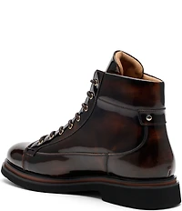 Marc Nolan Men's Aiden Patent Leather Tortoise Print Combat Boots