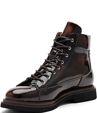Marc Nolan Men's Aiden Patent Leather Tortoise Print Combat Boots