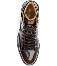 Marc Nolan Men's Aiden Patent Leather Tortoise Print Combat Boots