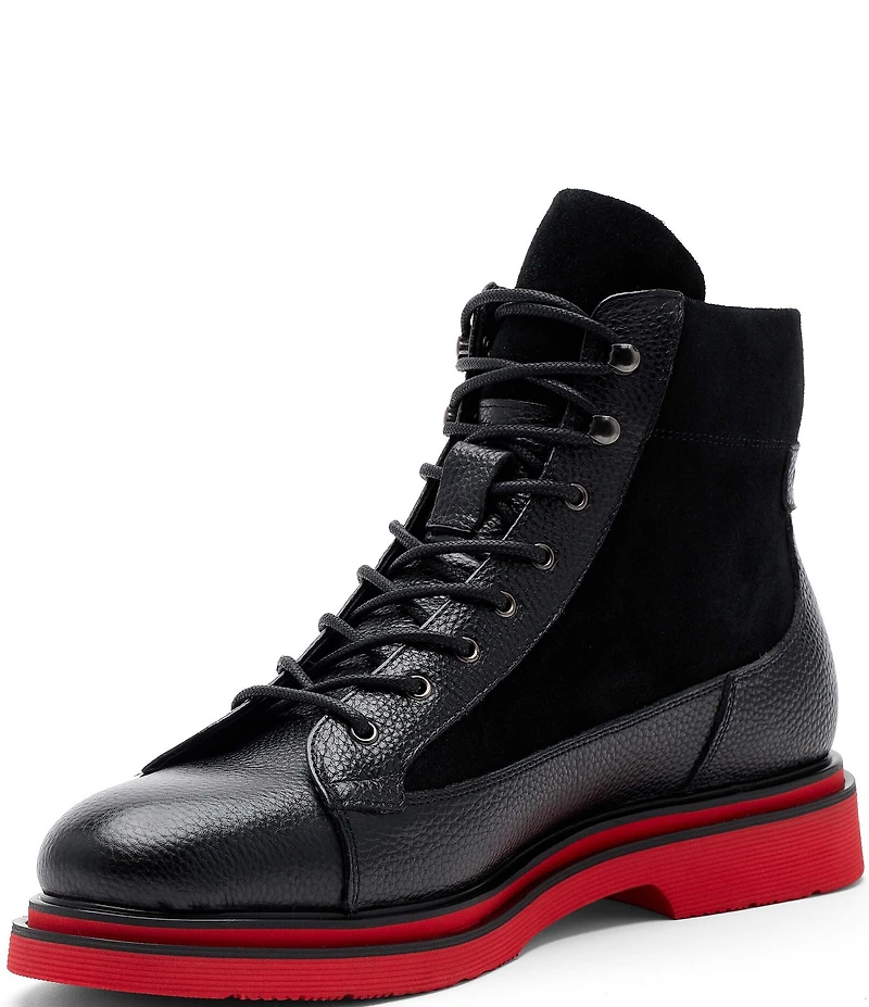 Marc Nolan Men's Aiden Pebble Leather and Suede Combat Boots