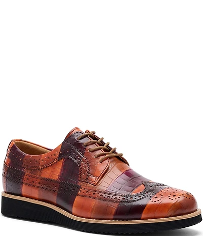 Marc Nolan Alexander Badlands Croco Embossed Leather Longwing Brogue Oxfords