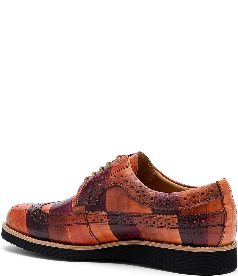 Marc Nolan Alexander Badlands Croco Embossed Leather Longwing Brogue Oxfords