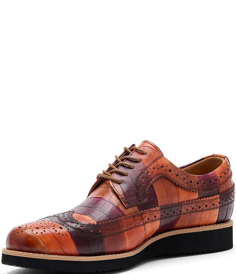 Marc Nolan Alexander Badlands Croco Embossed Leather Longwing Brogue Oxfords