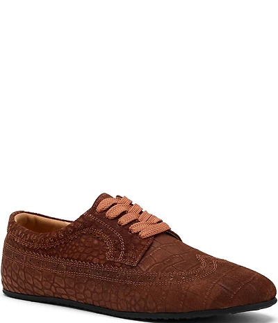 Marc Nolan Men's Alexander Croco Embossed Suede Ballerina Longwing Sneakers