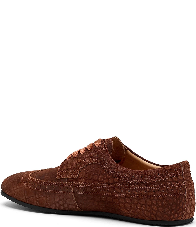 Marc Nolan Men's Alexander Croco Embossed Suede Ballerina Longwing Sneakers