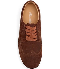 Marc Nolan Men's Alexander Croco Embossed Suede Ballerina Longwing Sneakers