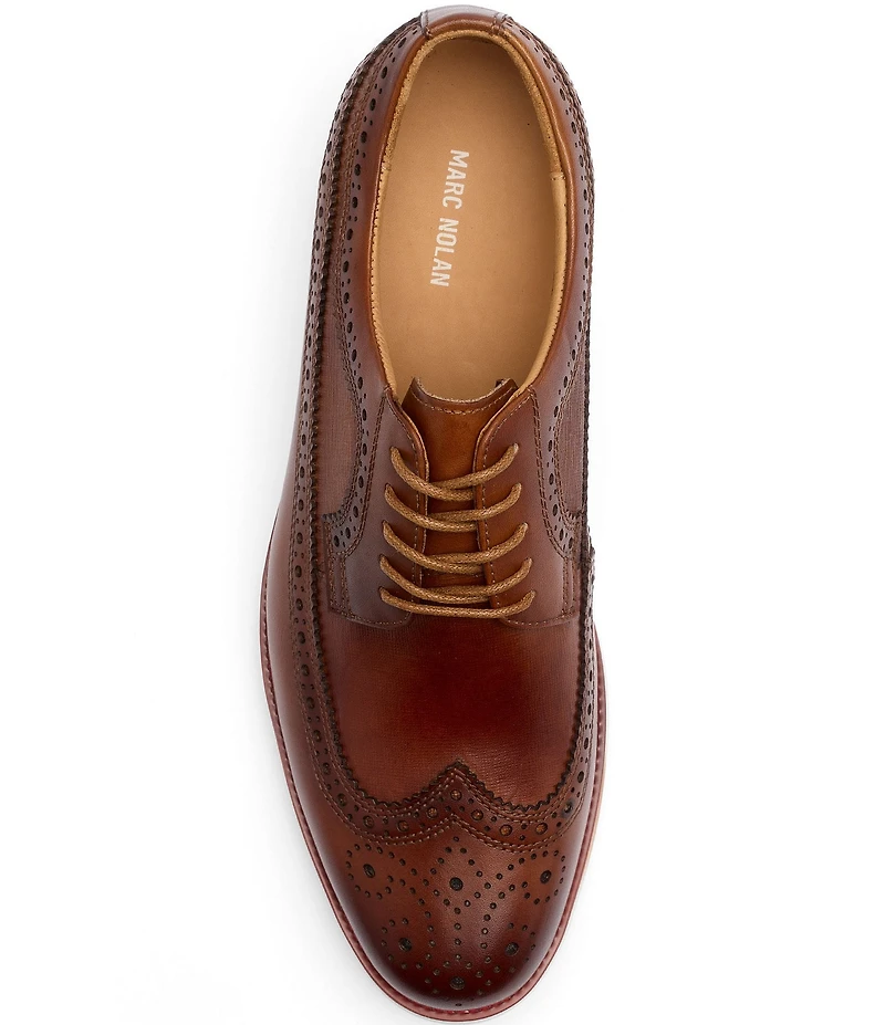 Marc Nolan Men's Alexander Glazed Leather Longwing Brogue Oxfords