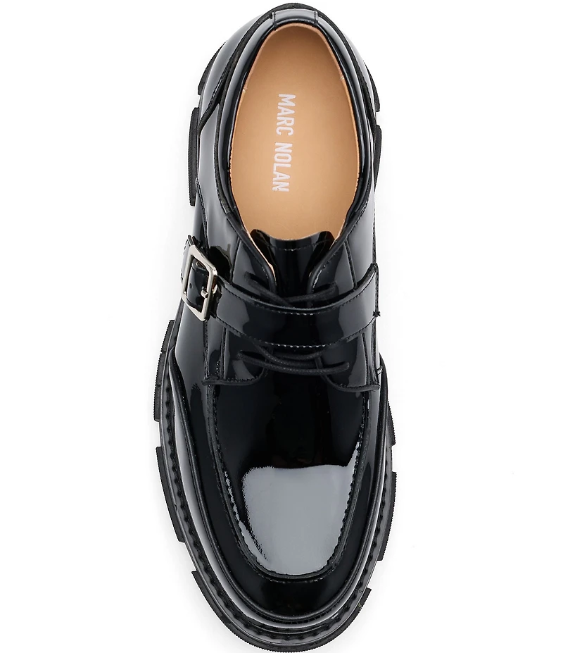 Marc Nolan Men's Atlas Patent Leather Buckle Hardware Derby Loafers
