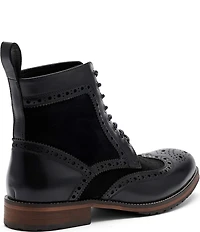 Marc Nolan Men's Belmont Leather and Suede Wingtip Brogue Detail Combat Boots