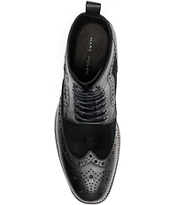 Marc Nolan Men's Belmont Leather and Suede Wingtip Brogue Detail Combat Boots