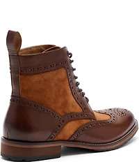 Marc Nolan Men's Belmont Leather and Suede Wingtip Brogue Detail Combat Boots
