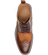 Marc Nolan Men's Belmont Leather and Suede Wingtip Brogue Detail Combat Boots
