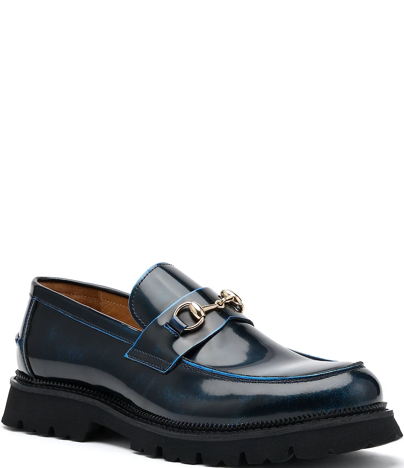 Marc Nolan Men's Blake Patent Leather Bit Buckle Lug Loafers
