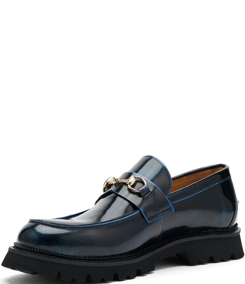 Marc Nolan Men's Blake Patent Leather Bit Buckle Lug Loafers