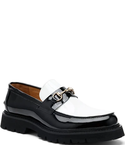 Marc Nolan Men's Blake Colorblock Patent Leather Bit Buckle Lug Loafers