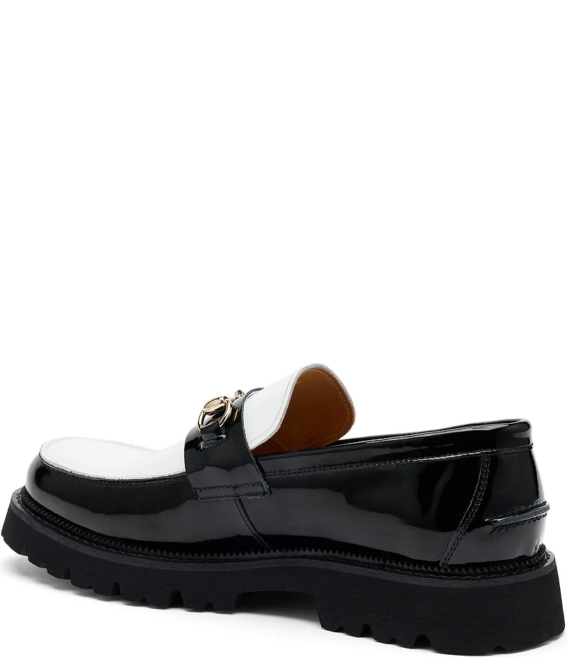 Marc Nolan Men's Blake Patent Leather Bit Buckle Lug Loafers