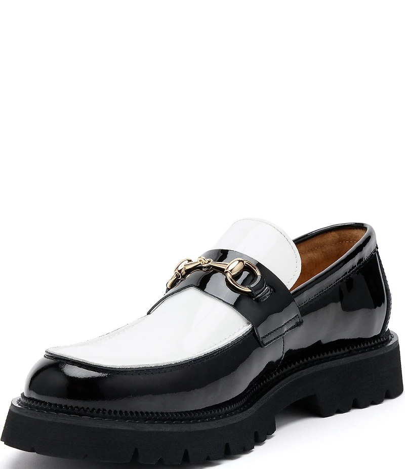 Marc Nolan Men's Blake Patent Leather Bit Buckle Lug Loafers