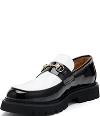 Marc Nolan Men's Blake Patent Leather Bit Buckle Lug Loafers