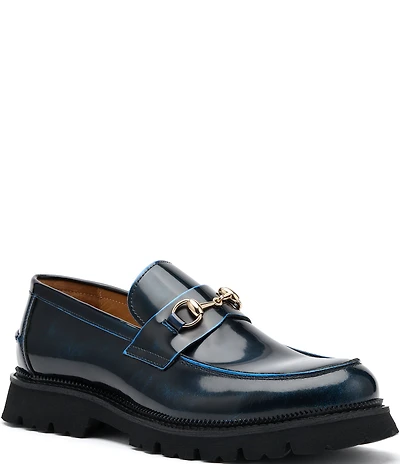 Marc Nolan Men's Blake Patent Leather Bit Buckle Lug Loafers